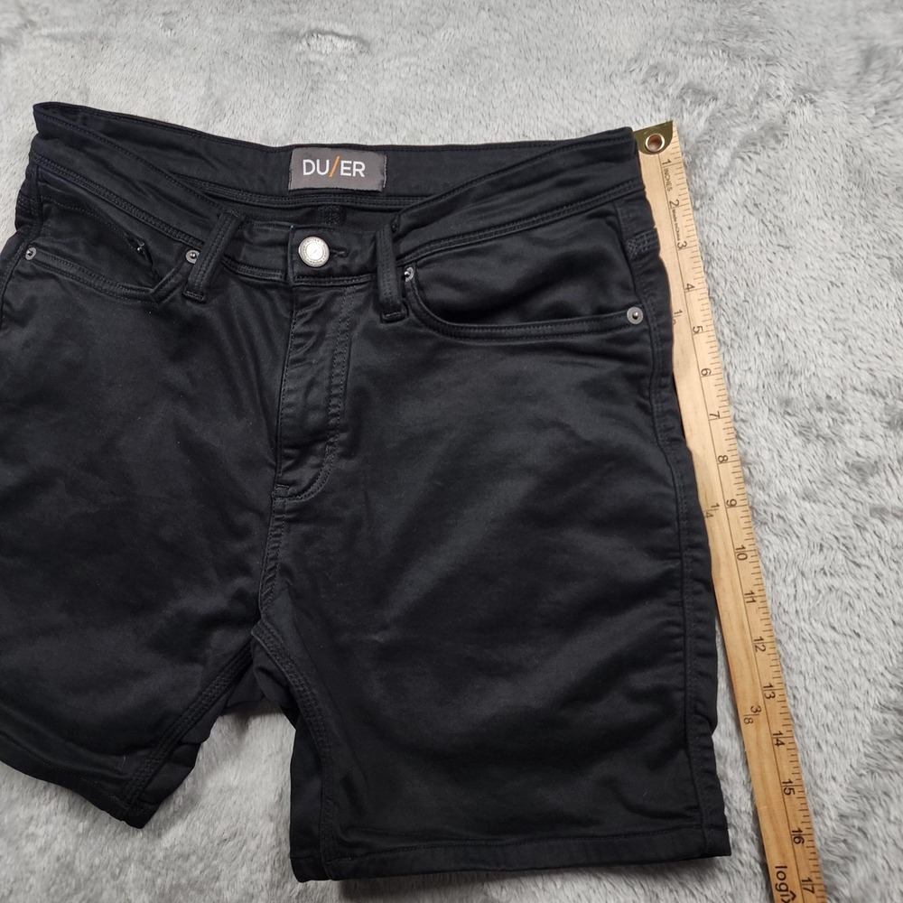 DUER Shorts Mens 33 Black Denim Chino 7" Inseam Casual Travel Summer Performance - Picture 9 of 12